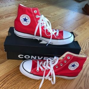 Red Hightop Converse. Size 9.5W / 7.5M